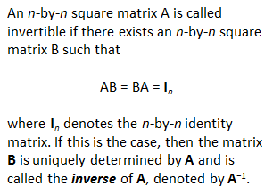 definition of the inverse of a matrix
