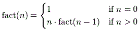 calculating a factorial using recursion