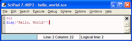 Scilab - hello world!