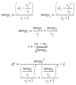t-statistic formula, case 3