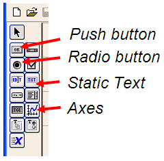 buttons that can be included in a Matlab GUI
